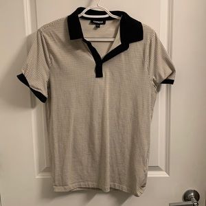 Express cream men’s polo with polka dots
